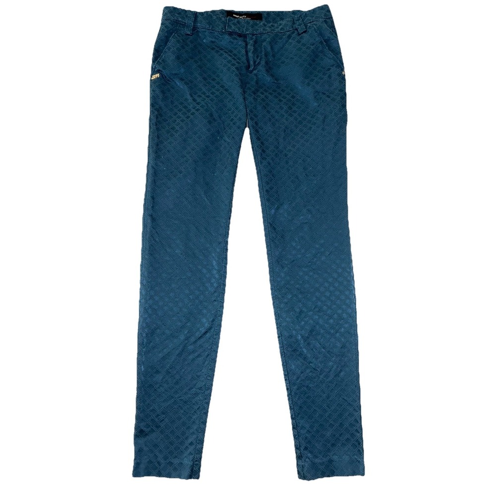 Miss Sixty Pants 29 Blue Jacquard SatinSkinny Low Rise Made In Italy Vintage Y2K